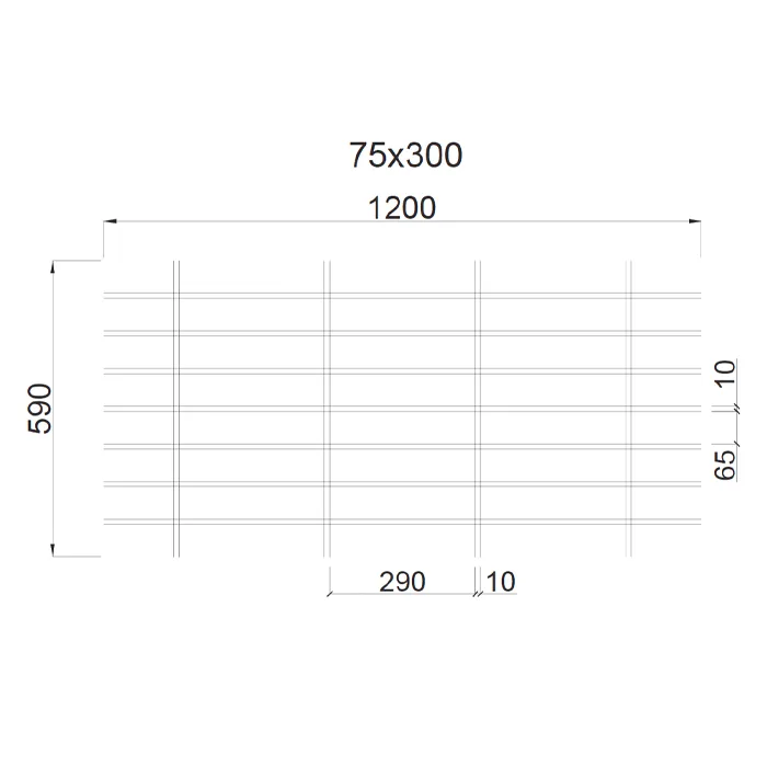 Подвесной металлический потолок Грильято Жалюзи ячейка 75х300мм Подвесной металлический потолок Грильято Жалюзи ячейка 75х300мм