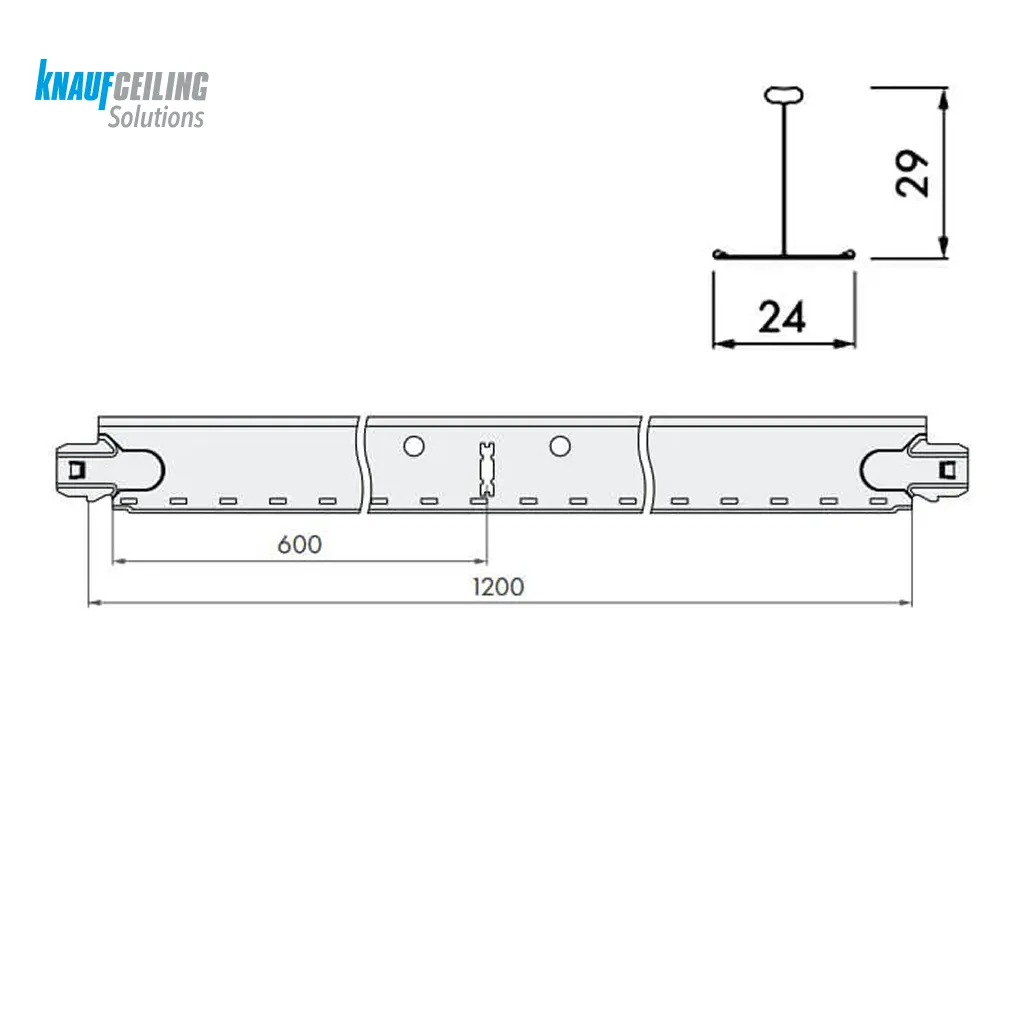 Подвесная система Армстронг КНАУФ Т24 рейка поперечная 1200x29 мм Подвесная система Армстронг КНАУФ Т24 рейка поперечная 1200x29 мм