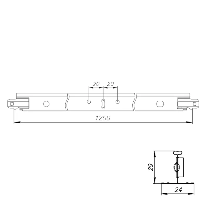 Подвесная система Албес T-24 NORMA белый матовый L=1,2м Подвесная система Албес T-24 NORMA белый матовый L=1,2м