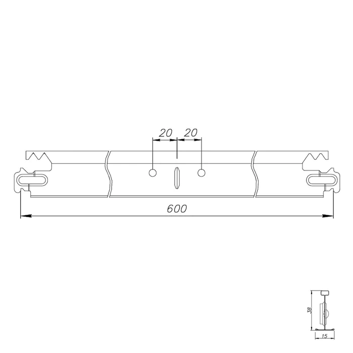 Подвесная система Албес Т 15/38 GL15 белый L=600 мм Подвесная система Албес Т 15/38 GL15 белый L=600 мм