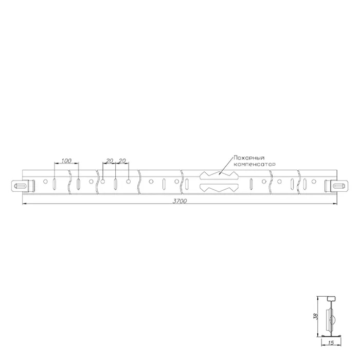 Подвесная система Албес Т 15/38 GL15 черный L=3,7м Подвесная система Албес Т 15/38 GL15 черный L=3,7м