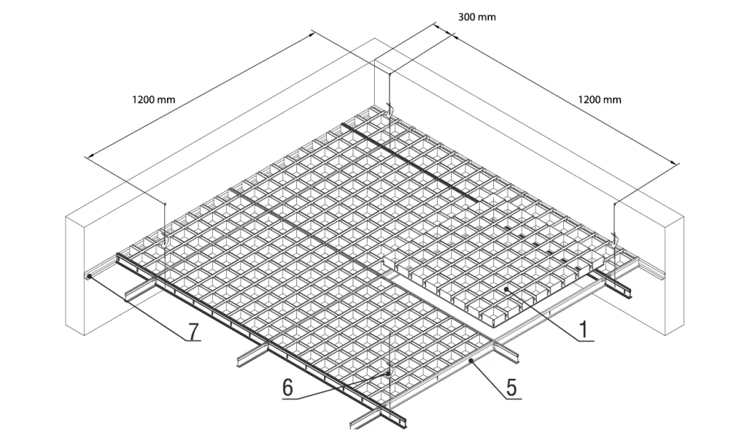 Схема монтажа потолка Грильято GL-15 Схема монтажа потолка Грильято GL-15